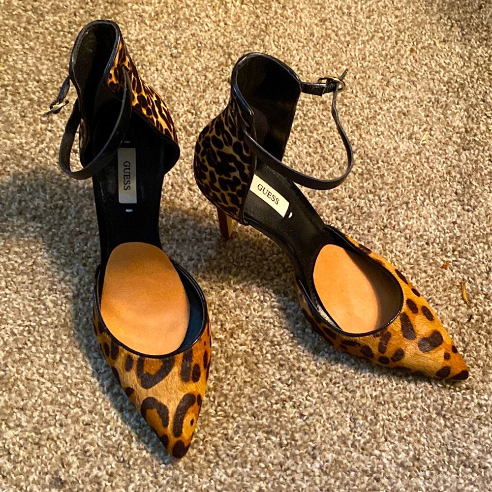 Leopard Open Shoe heel fabric covered